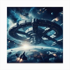 Spaceships In Space 13 Canvas Print