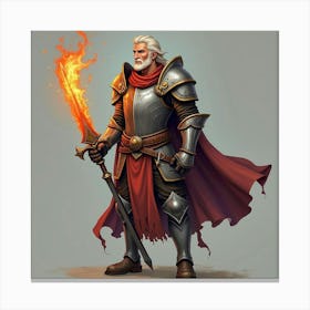 Warrior With Enchanted Armor And A Flaming Sword 1 Canvas Print