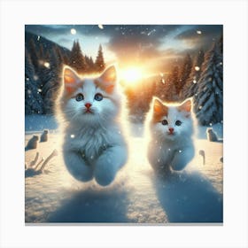 Two Kittens In The Snow Canvas Print