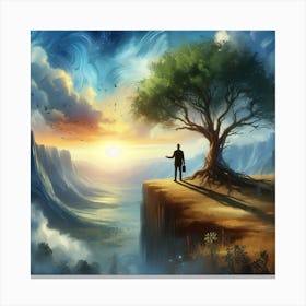 Dreaming Man On The Cliff Canvas Print