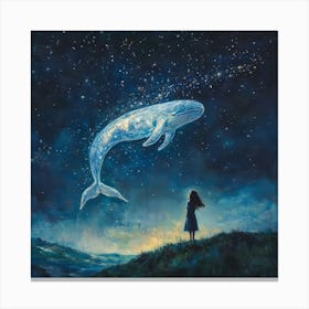 Whale In The Starry Night Sky Canvas Print