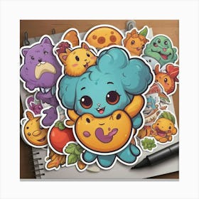 Monster Sticker Set Canvas Print