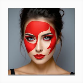 Woman With Red Face Paint Canvas Print