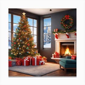 Christmas Tree In The Living Room 125 Canvas Print