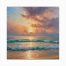 Beach scape at sunset Canvas Print