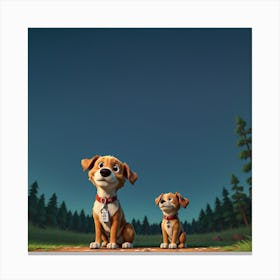 3d Animation Style A Lost Dog In The Forest Looking At The Sky 0 Canvas Print