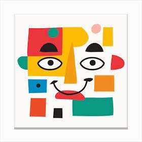 Super simple vector blocks graphic drawing, face playful and colorful design Canvas Print