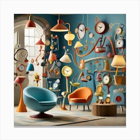 Clocks In A Room Canvas Print