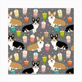 Corgi Boba Tea Bubble Tea Kawaii Food Welsh Corgis Dog Canvas Print