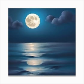 Full Moon Over The Sea Canvas Print