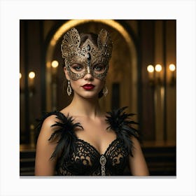 Beautiful Woman In A Mask 1 Canvas Print