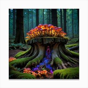 Fungi In The Forest Shrooms of the Night Canvas Print