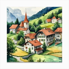 Village In Switzerland Canvas Print