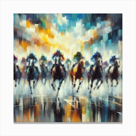 Horses Racing In The Rain Canvas Print