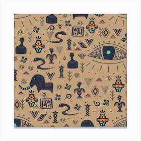 Vintage Tribal Seamless Pattern With Ethnic Motifs Canvas Print