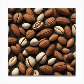 Almonds On A Black Background 6 Canvas Print