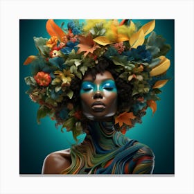 African Woman With Flowers On Her Head Canvas Print
