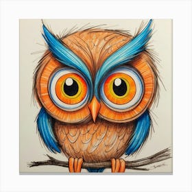 Owl On A Branch 7 Canvas Print