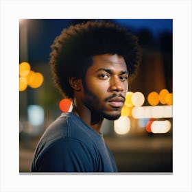 Portrait Of A Black Man At Night Canvas Print