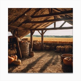 Pumpkins In A Barn Canvas Print