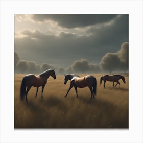 Horses In The Field 16 Canvas Print