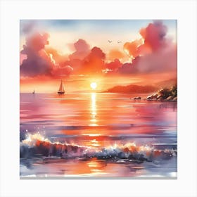 Sunset On The Sea Canvas Print