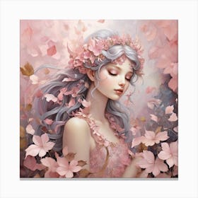 Fairies Leaves Flowers. Canvas Print