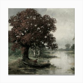 Tree By A River Canvas Print