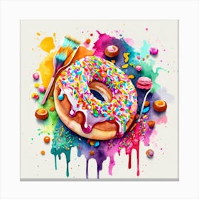 Donuts are an American-origin dessert Watercolor 2 Canvas Print