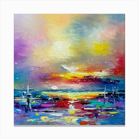 Sunset at sea Original Oil painting by Liubov Kuptsova Canvas Print