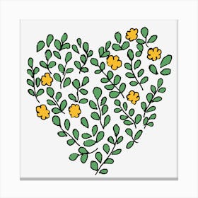 Heart Of Flowers Beautiful Yellow Floral Heart Canvas Print