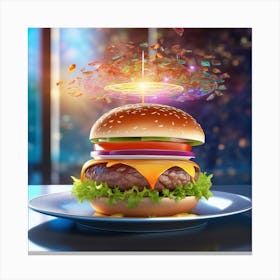 Burger On A Plate 45 Canvas Print