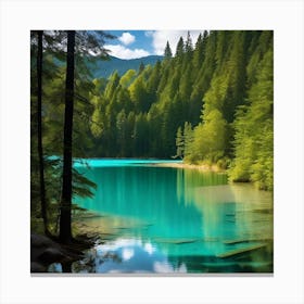 Blue Lake In The Forest 11 Canvas Print