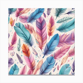 Watercolor Feathers Seamless Pattern Canvas Print