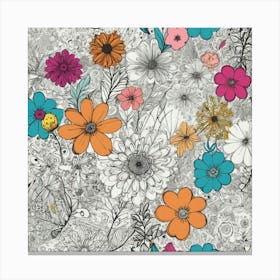 Flowers And Butterflies Canvas Print