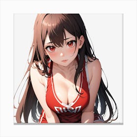 Basketball Girl In A Red Uniform Canvas Print