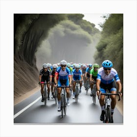 Cyclists On The Road Canvas Print