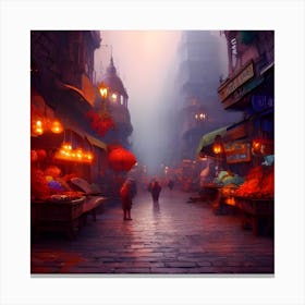 City In The Fog Canvas Print
