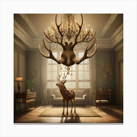 Deer In A Room 6 Canvas Print