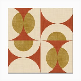 Retro Vintage Circle Fusion Mid Century Orbs Rust Red 50s Geometric Canvas Print