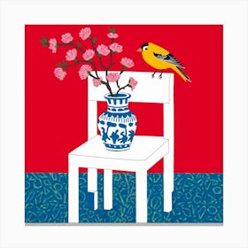 Chinoiserie Yellow Bird And Chair Canvas Print