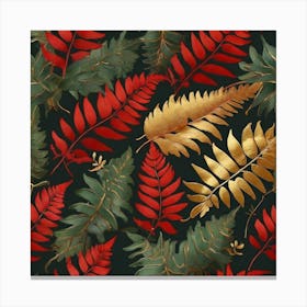 Golden and green and red leaves of fern Canvas Print