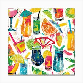 Tropical Drinks Seamless Pattern Canvas Print