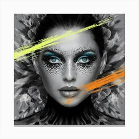 Girl With A Colorful Face Canvas Print