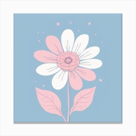 A White And Pink Flower In Minimalist Style Square Composition 306 Canvas Print