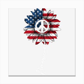 4th Of July Peace Sunflower American Freedom Canvas Print