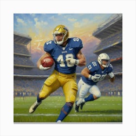 Tackling Glory Football Star Mid-Play Canvas Print