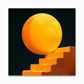 Orange Ball On Stairs Canvas Print