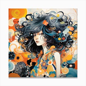 Girl With Big Hair Canvas Print