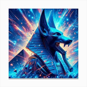 Neon Anubis, Egyptian 3 Canvas Print